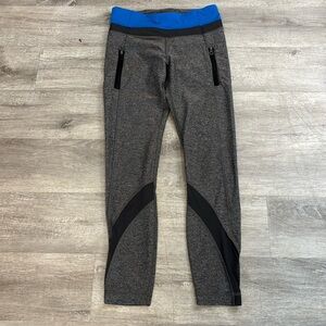 Lululemon Inspire Tight II (Mesh) Heathered Black/ Blue Size 4 pockets